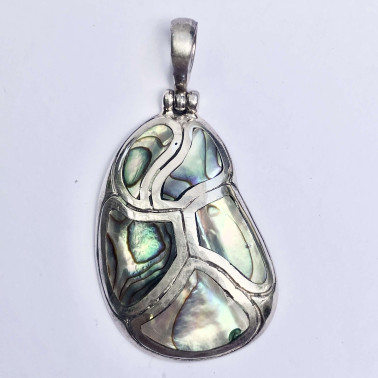 PD 07807 AB-(HANDMADE 925 BALI SILVER PENDANT WITH ABALONE SHELL)